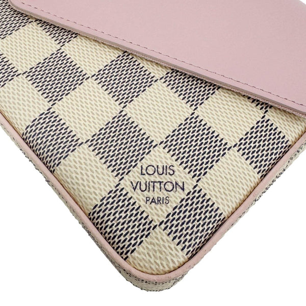 LOUIS VUITTON Felicie Pochette Damier Azur Calfskin Crossbody Bag Eau De Rose