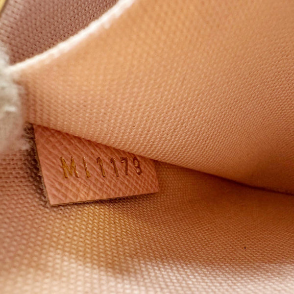 LOUIS VUITTON Felicie Pochette Damier Azur Calfskin Crossbody Bag Eau De Rose