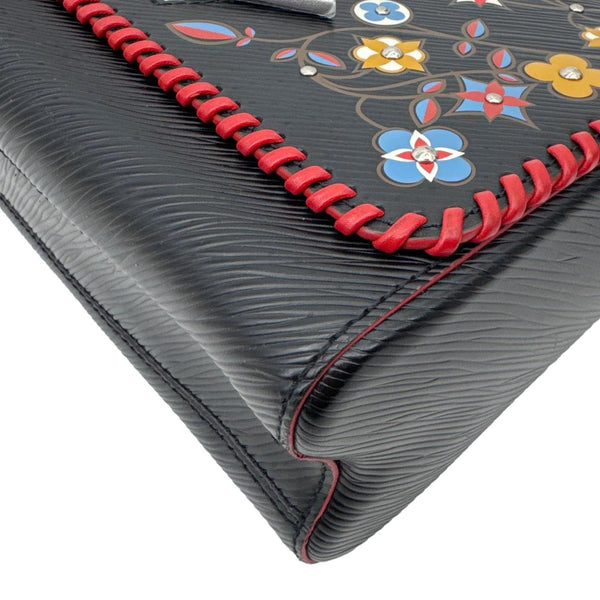 LOUIS VUITTON Twist MM Epi Leather Blooming Flowers Chain Crossbody Bag Black