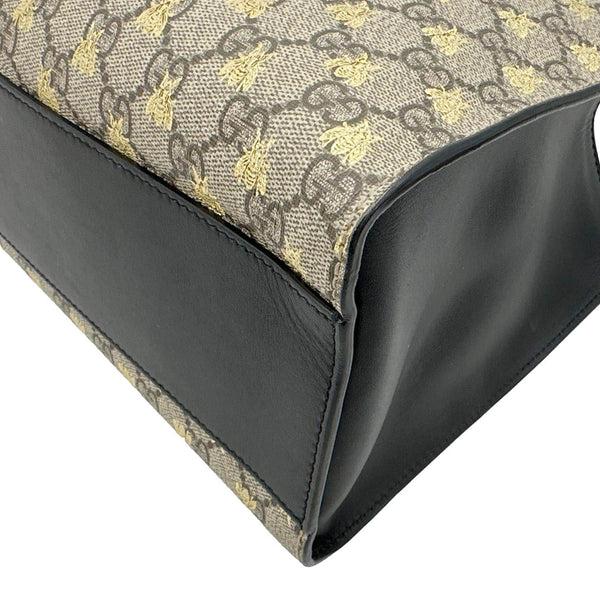 GUCCI Padlock Medium GG Supreme Monogram Bees Canvas Shoulder Bag Beige 479197