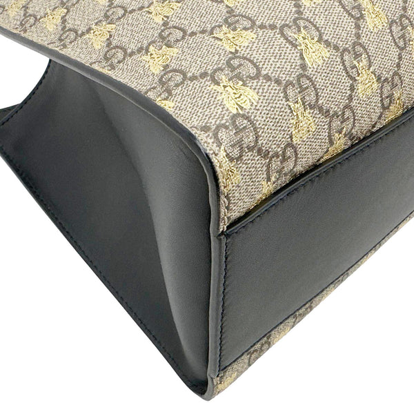 GUCCI Padlock Medium GG Supreme Monogram Bees Canvas Shoulder Bag Beige 479197