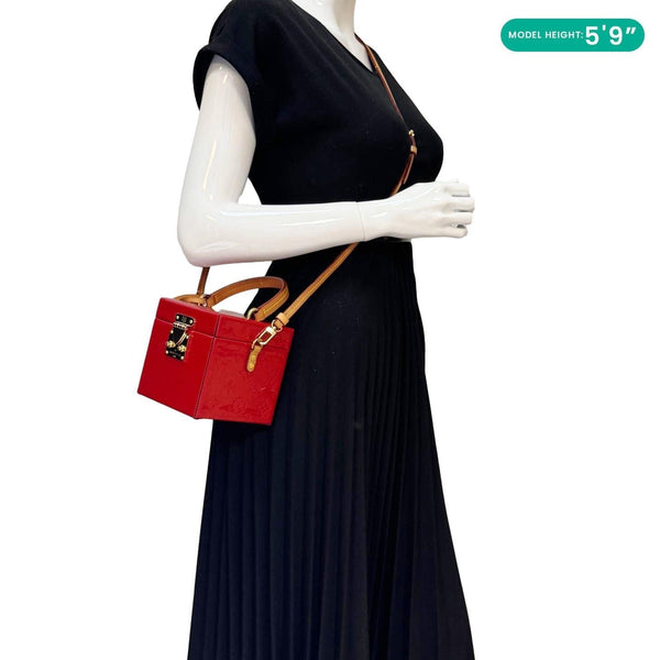 Louis Vuitton Bleecker Box Monogram Vernis Leather Shoulder Bag Red