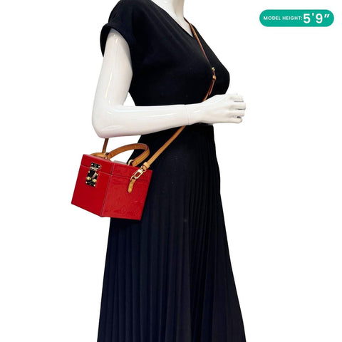 Louis Vuitton Bleecker Box Monogram Vernis Leather Shoulder Bag Red