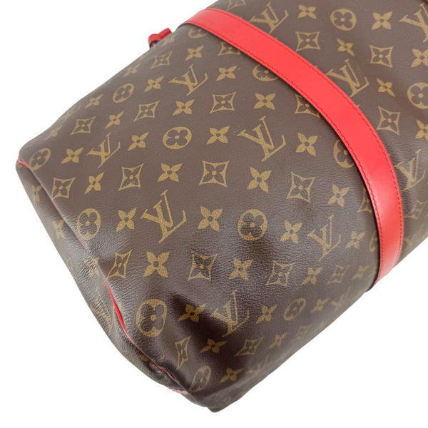 LOUIS VUITTON Keepall 50 Bandoulière Monogram Canvas Travel Bag Coquelicot