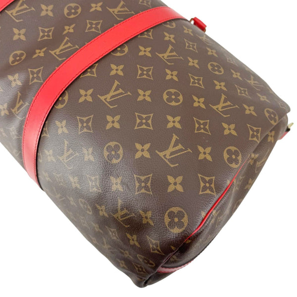 LOUIS VUITTON Keepall 50 Bandoulière Monogram Canvas Travel Bag Coquelicot