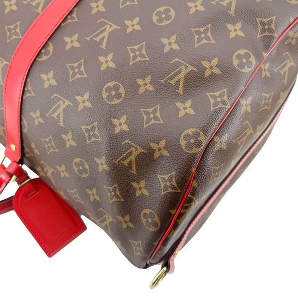 LOUIS VUITTON Keepall 50 Bandoulière Monogram Canvas Travel Bag Coquelicot