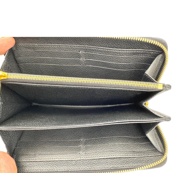 LOUIS VUITTON Zippy Grained Monogram Empreinte Leather Wallet Black