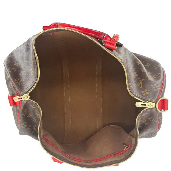 LOUIS VUITTON Keepall 50 Bandoulière Monogram Canvas Travel Bag Coquelicot