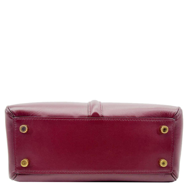 CELINE 16 Small Satinated Leather Top Handle Shoulder Bag Burgundy