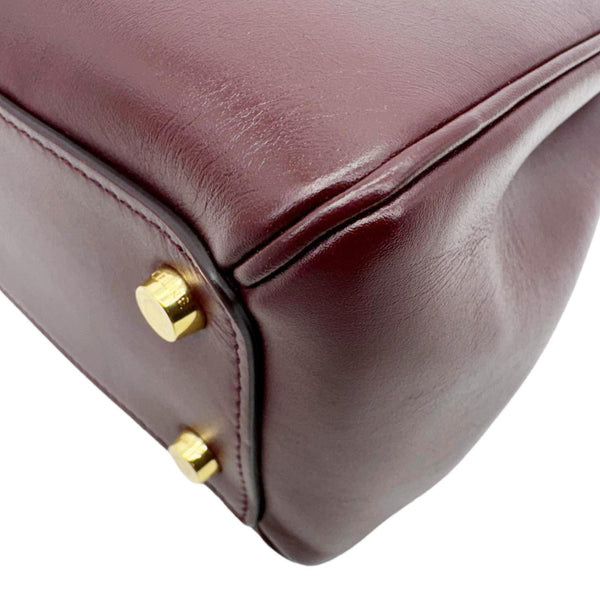 CELINE 16 Small Satinated Leather Top Handle Shoulder Bag Burgundy