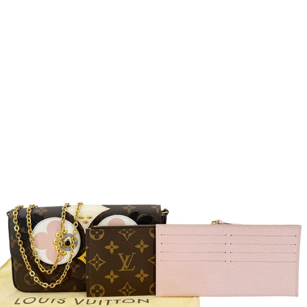 LOUIS VUITTON Felicie Pochette Lovely Birds Monogram Canvas Crossbody Bag Brown