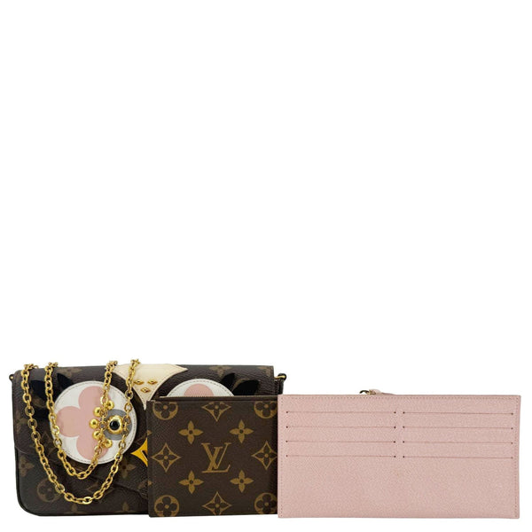 LOUIS VUITTON Felicie Pochette Lovely Birds Monogram Canvas Crossbody Bag Brown