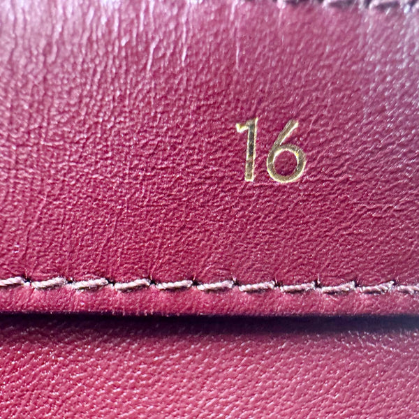 CELINE 16 Small Satinated Leather Top Handle Shoulder Bag Burgundy