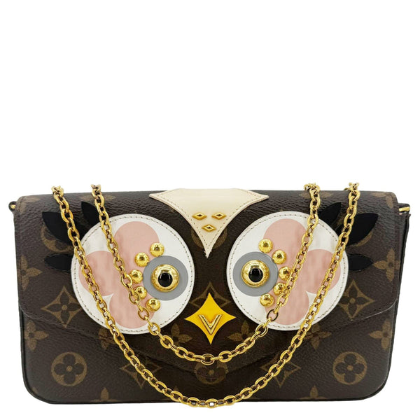 LOUIS VUITTON Felicie Pochette Lovely Birds Monogram Canvas Crossbody Bag Brown