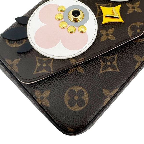 LOUIS VUITTON Felicie Pochette Lovely Birds Monogram Canvas Crossbody Bag Brown
