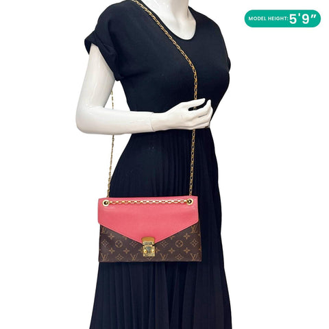LOUIS VUITTON Pallas Chain Monogram Canvas Crossbody Bag Cherry