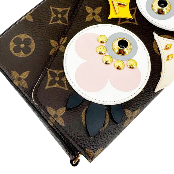 LOUIS VUITTON Felicie Pochette Lovely Birds Monogram Canvas Crossbody Bag Brown