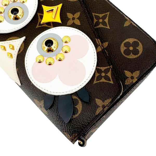 LOUIS VUITTON Felicie Pochette Lovely Birds Monogram Canvas Crossbody Bag Brown