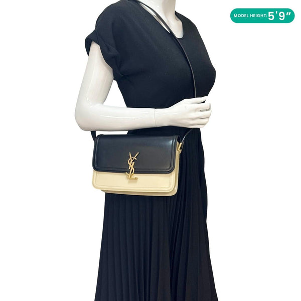 YVES SAINT LAURENT Solferino Medium Leather Shoulder Bag Black