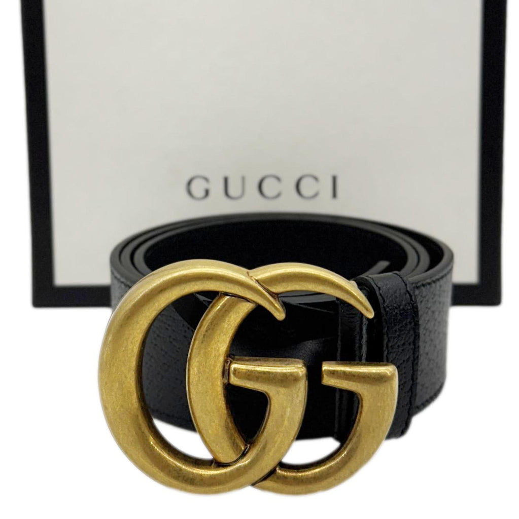 GUCCI Double G buckle Marmont Reversible Leather Belt Black 406831 Siz