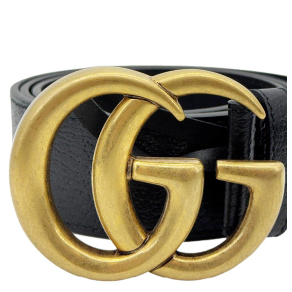 GUCCI Double G buckle Marmont Reversible Leather Belt Black 406831 Size 85.34