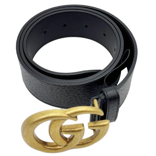 GUCCI Double G buckle Marmont Reversible Leather Belt Black 406831 Size 85.34