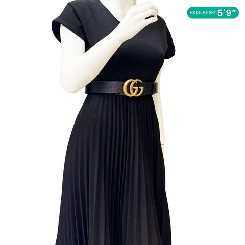 GUCCI Double G buckle Marmont Reversible Leather Belt Black 406831 Size 85.34