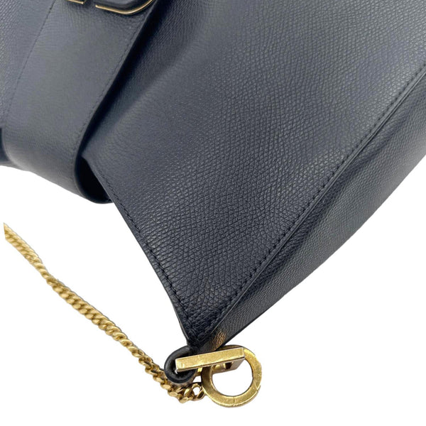 VALENTINO VSling Grainy Calfskin Leather Crossbody Hobo Bag Black