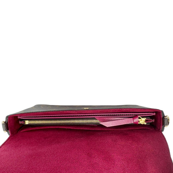 LOUIS VUITTON Felicie Pochette Monogram Canvas Crossbody Bag Brown
