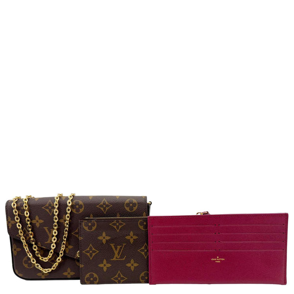 LOUIS VUITTON Felicie Pochette Monogram Canvas Crossbody Bag Brown