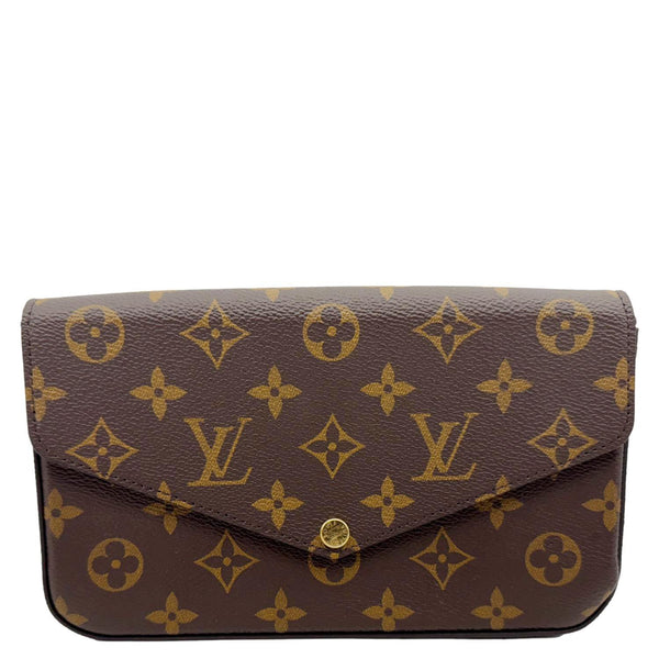 LOUIS VUITTON Felicie Pochette Monogram Canvas Crossbody Bag Brown