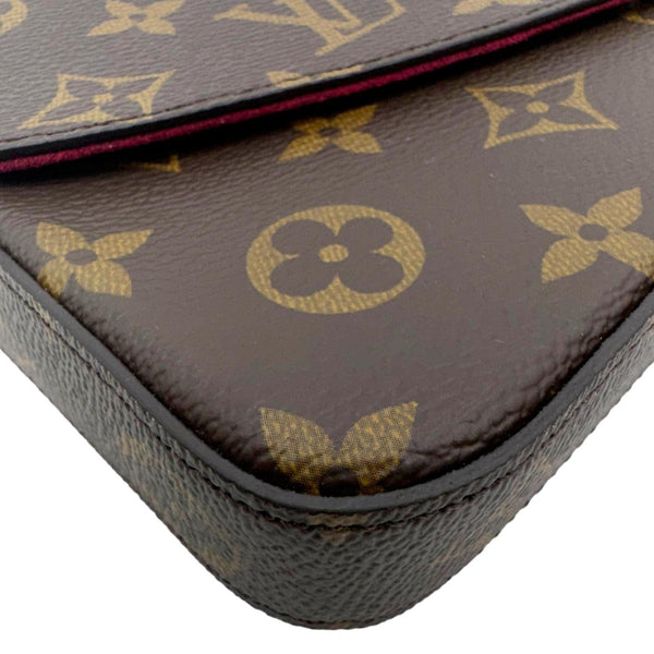 LOUIS VUITTON Felicie Pochette Monogram Canvas Crossbody Bag Brown