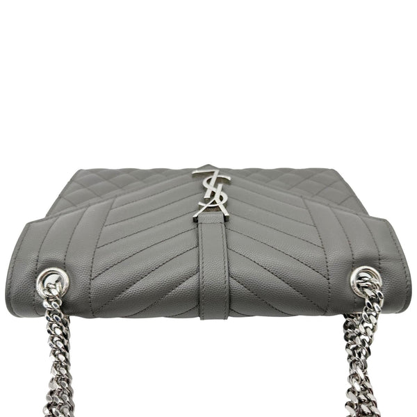 YVES SAINT LAURENT Envelope Grain De Poudre Leather Shoulder Bag Grey