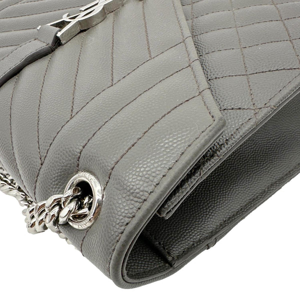 YVES SAINT LAURENT Envelope Grain De Poudre Leather Shoulder Bag Grey