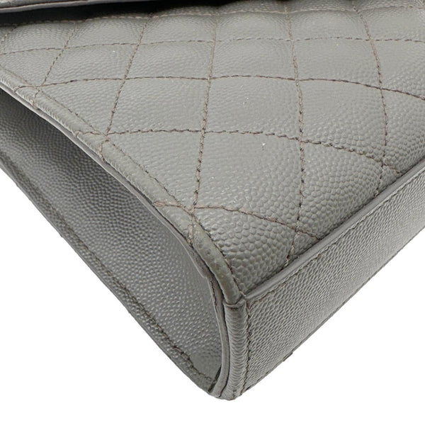 YVES SAINT LAURENT Envelope Grain De Poudre Leather Shoulder Bag Grey