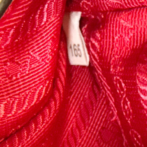 PRADA Monochrome Small Calfskin Saffiano Leather Chain Shoulder Bag Red