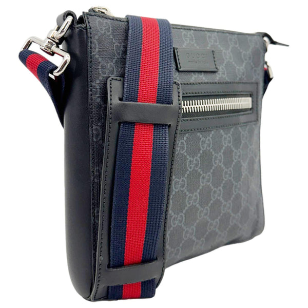 GUCCI Small GG Supreme Canvas Messenger Bag Black 523599