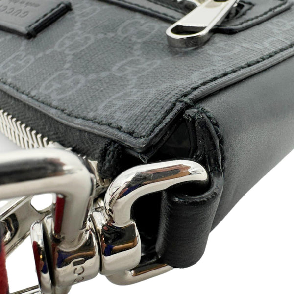 GUCCI Small GG Supreme Canvas Messenger Bag Black 523599