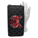 GUCCI GG Supreme Canvas Wolf Print Wallet Black 451273