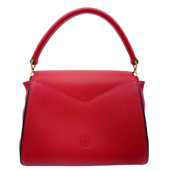 LOUIS VUITTON Double V Grained Leather Monogram Shoulder Bag Rubis