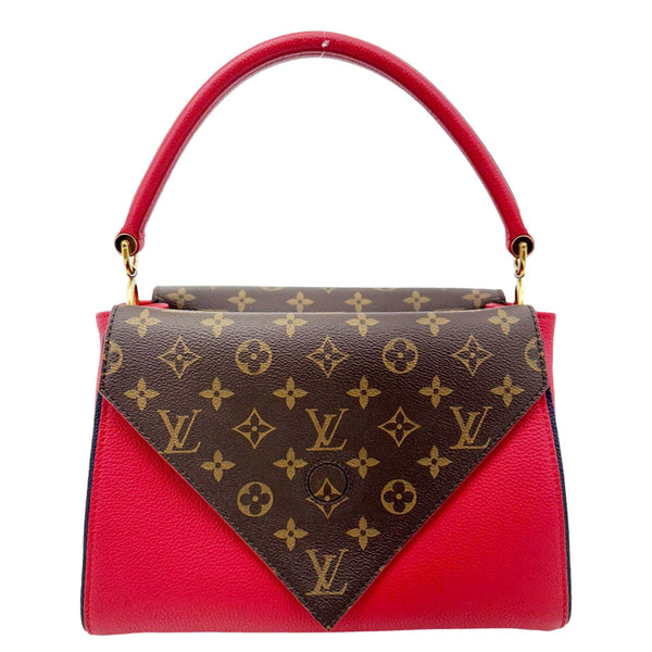 LOUIS VUITTON Double V Grained Leather Monogram Shoulder Bag Rubis