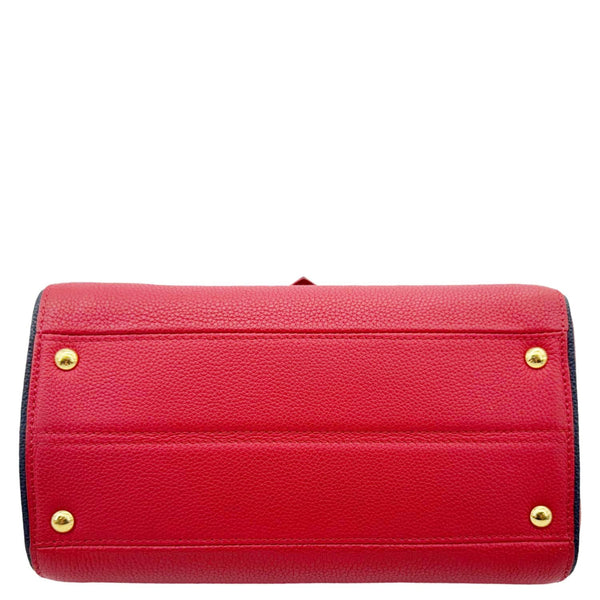 LOUIS VUITTON Double V Grained Leather Monogram Shoulder Bag Rubis