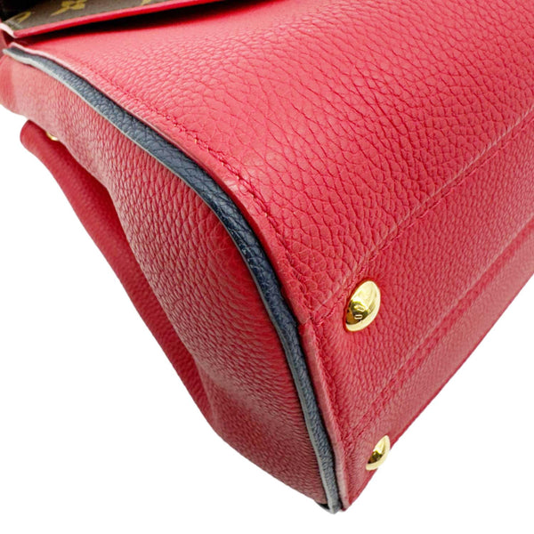 LOUIS VUITTON Double V Grained Leather Monogram Shoulder Bag Rubis