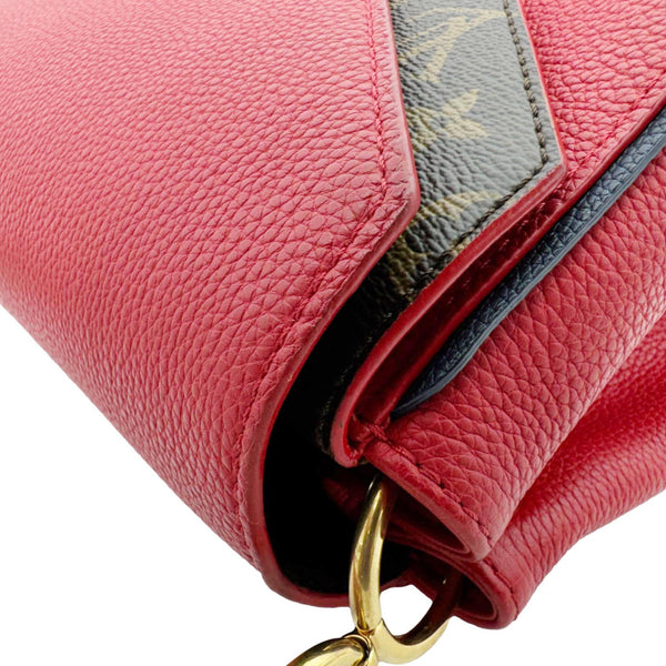 LOUIS VUITTON Double V Grained Leather Monogram Shoulder Bag Rubis