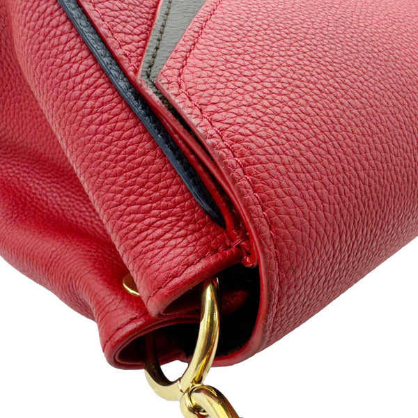 LOUIS VUITTON Double V Grained Leather Monogram Shoulder Bag Rubis