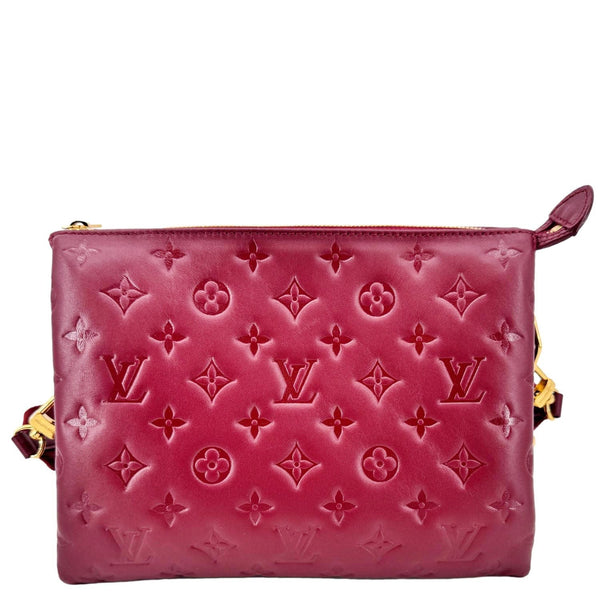 LOUIS VUITTON Coussin PM Monogram Embossed Leather Shoulder Bag Burgundy