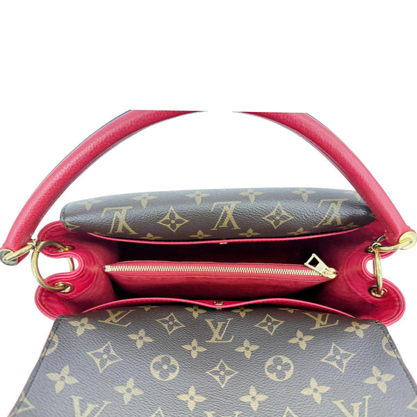 LOUIS VUITTON Double V Grained Leather Monogram Shoulder Bag Rubis