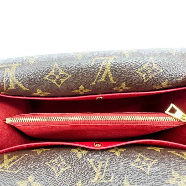 LOUIS VUITTON Double V Grained Leather Monogram Shoulder Bag Rubis