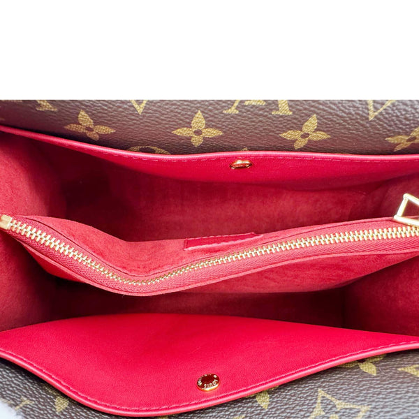 LOUIS VUITTON Double V Grained Leather Monogram Shoulder Bag Rubis