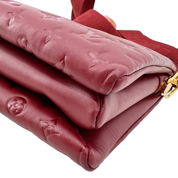 LOUIS VUITTON Coussin PM Monogram Embossed Leather Shoulder Bag Burgundy